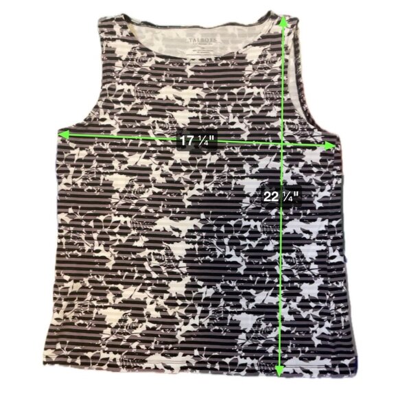 Talbots Black Brown Striped Design Sleeveless Tank Top Sz SP - Picture 6 of 7